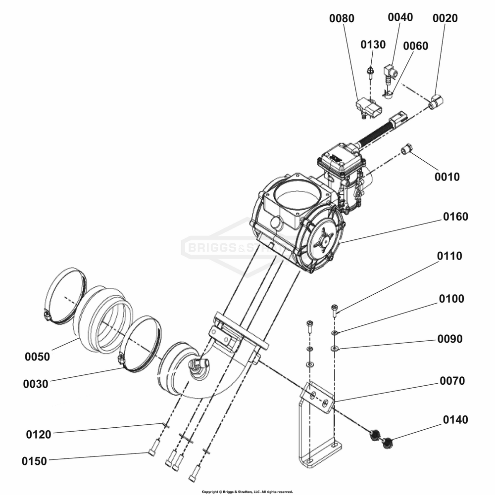 Engine Group - Fuel Diagram and Parts List for 080018-02  Briggs and Stratton Generator